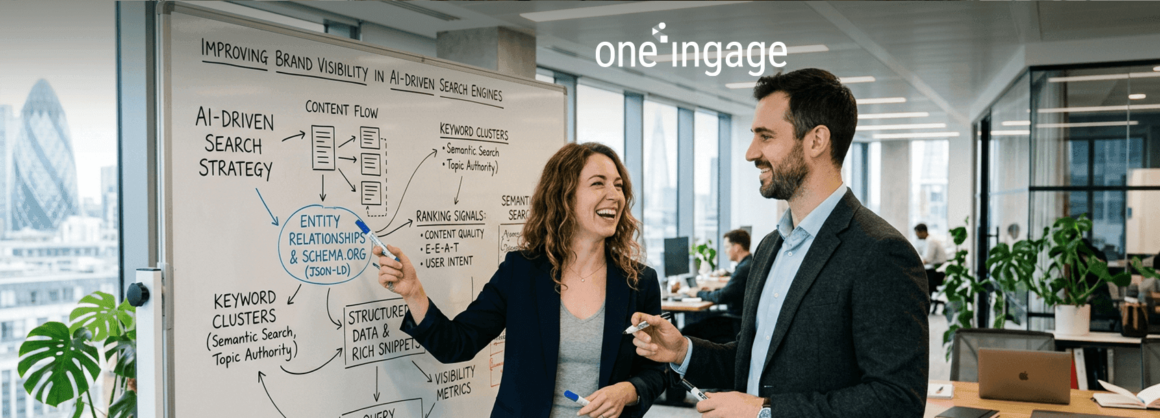 A professional digital interface showing brand performance and visibility metrics.