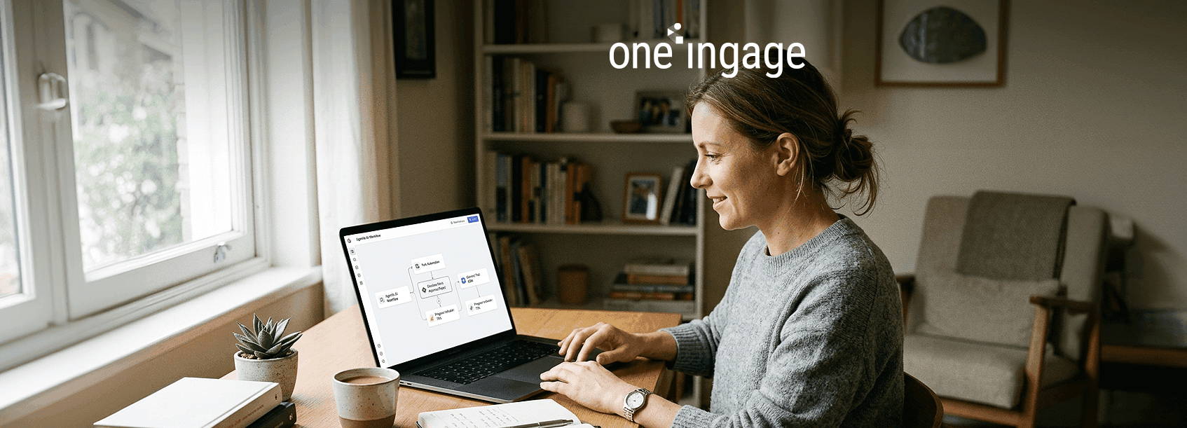 A conceptual illustration showing an AI agent analyzing a central goal and breaking it down into a sequence of actionable tasks.