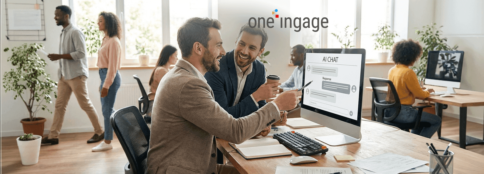 Digital ads appear on various screens.