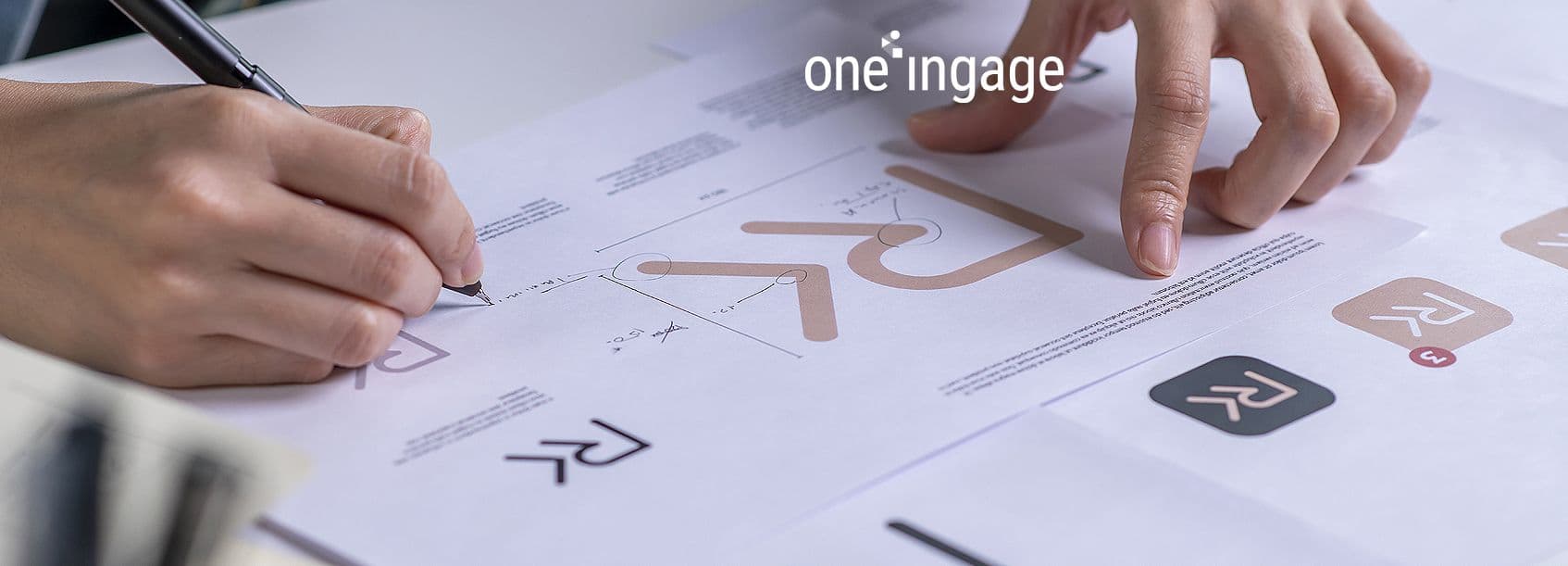 A side-by-side comparison shows an old brand identity next to an updated, modern design for both digital and print applications.