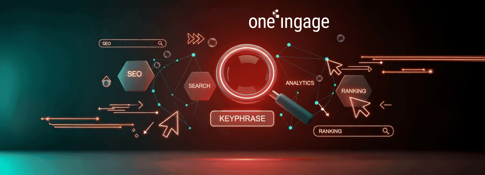 The visual represents how keywords and keyphrases are organized in SEO content.