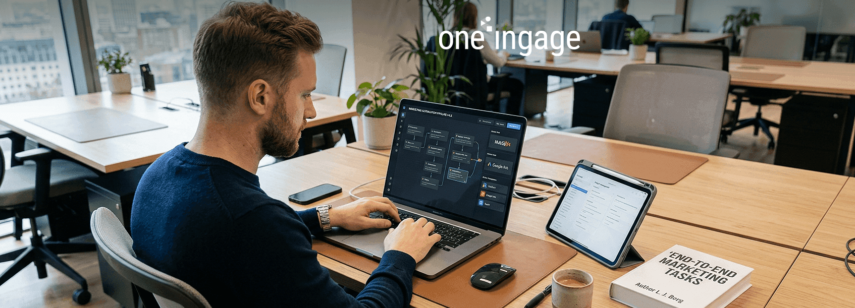 A visual representing the concept of AI marketing agents.